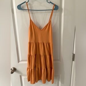 Papaya Strapless Orange Tiered Dress
